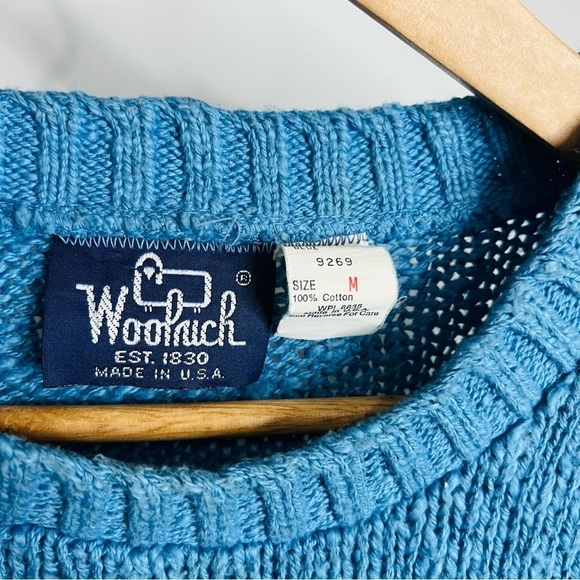 Vintage WoolRich Blue Cotton Knit Crewneck Medium - Picture 2 of 5